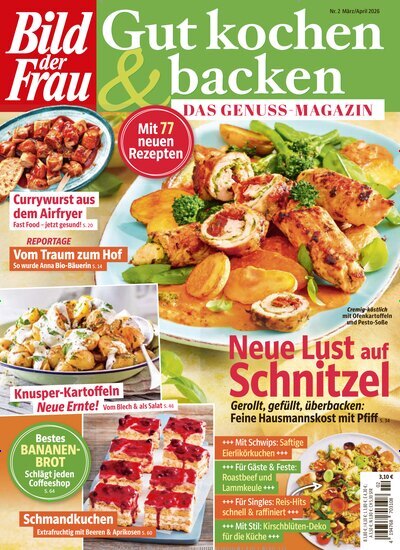 Titelbild der Ausgabe 2/2026 von Bild der Frau - Gut kochen & backen. Diese Zeitschrift und viele weitere Kochzeitschriften und Backzeitschriften als Abo oder epaper bei United Kiosk online kaufen.