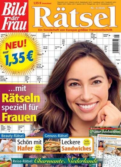 Titelbild der Ausgabe 5/2026 von Bild der Frau Rätsel. Diese Zeitschrift und viele weitere Groschenromane und Rätselhefte als Abo oder epaper bei United Kiosk online kaufen.