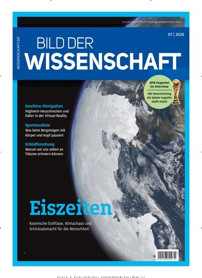 Titelbild der Ausgabe 7/2026 von Bild der Wissenschaft. Diese Zeitschrift und viele weitere Reisemagazine, Freizeitmagazine und Wissensmagazine als Abo oder epaper bei United Kiosk online kaufen.