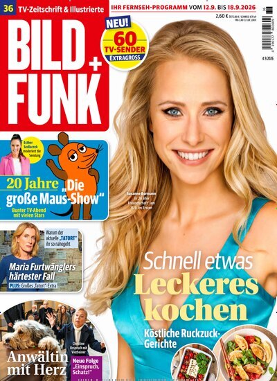 Titelbild der Ausgabe 36/2026 von Bild + Funk. Diese Zeitschrift und viele weitere Programmzeitschriften als Abo oder epaper bei United Kiosk online kaufen.
