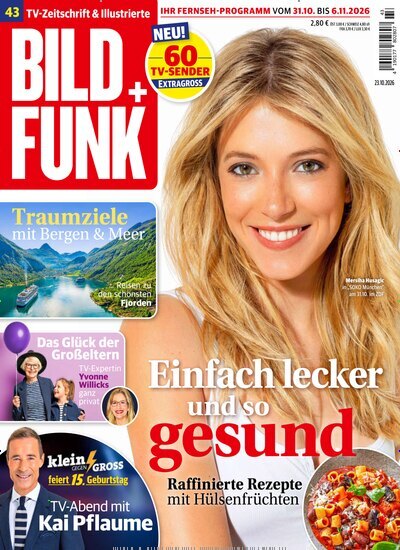 Titelbild der Ausgabe 43/2026 von Bild + Funk. Diese Zeitschrift und viele weitere Programmzeitschriften als Abo oder epaper bei United Kiosk online kaufen.