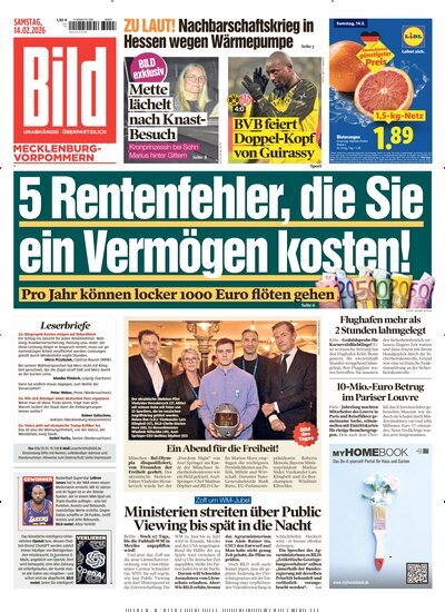 Titelbild der Ausgabe 38/2026 von BILD Mecklenburg-Vorpommern. Diese Zeitschrift und viele weitere Zeitungsabos als Abo oder epaper bei United Kiosk online kaufen.