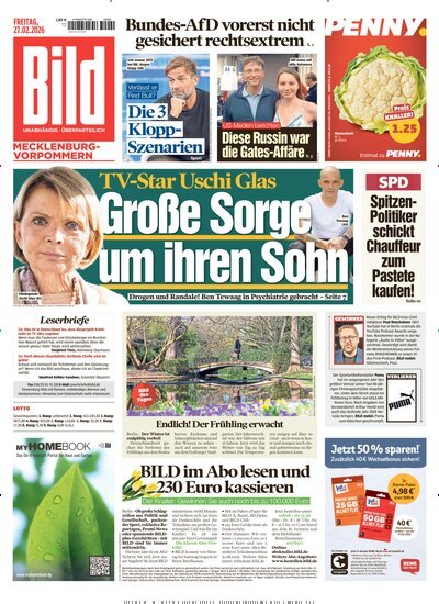 Titelbild der Ausgabe 49/2026 von BILD Mecklenburg-Vorpommern. Diese Zeitschrift und viele weitere Zeitungsabos als Abo oder epaper bei United Kiosk online kaufen.