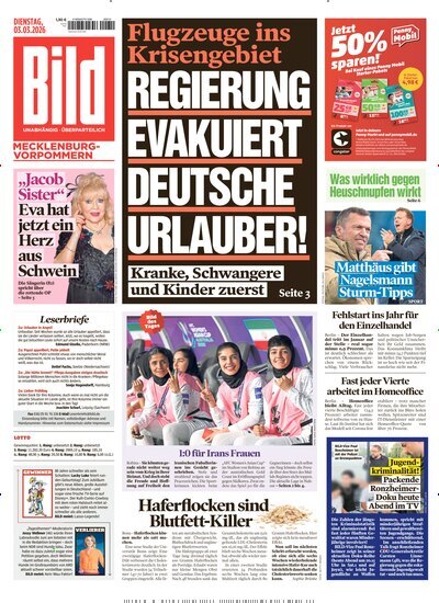 Titelbild der Ausgabe 52/2026 von BILD Mecklenburg-Vorpommern. Diese Zeitschrift und viele weitere Zeitungsabos als Abo oder epaper bei United Kiosk online kaufen.