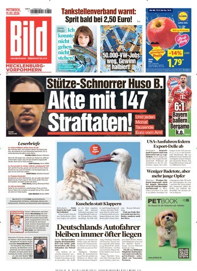 Titelbild der Ausgabe 59/2026 von BILD Mecklenburg-Vorpommern. Diese Zeitschrift und viele weitere Zeitungsabos als Abo oder epaper bei United Kiosk online kaufen.