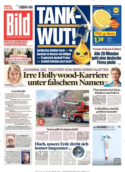 Titelbild der Ausgabe 62/2026 von BILD Mecklenburg-Vorpommern. Diese Zeitschrift und viele weitere Zeitungsabos als Abo oder epaper bei United Kiosk online kaufen.
