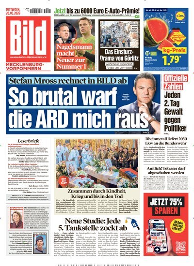 Titelbild der Ausgabe 115/2026 von BILD Mecklenburg-Vorpommern. Diese Zeitschrift und viele weitere Zeitungsabos als Abo oder epaper bei United Kiosk online kaufen.