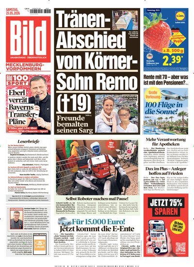 Titelbild der Ausgabe 118/2026 von BILD Mecklenburg-Vorpommern. Diese Zeitschrift und viele weitere Zeitungsabos als Abo oder epaper bei United Kiosk online kaufen.