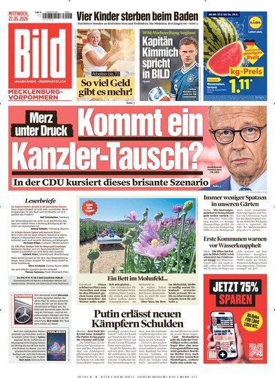 Titelbild der Ausgabe 120/2026 von BILD Mecklenburg-Vorpommern. Diese Zeitschrift und viele weitere Zeitungsabos als Abo oder epaper bei United Kiosk online kaufen.