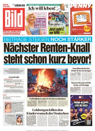 Titelbild der Ausgabe 124/2026 von BILD Mecklenburg-Vorpommern. Diese Zeitschrift und viele weitere Zeitungsabos als Abo oder epaper bei United Kiosk online kaufen.