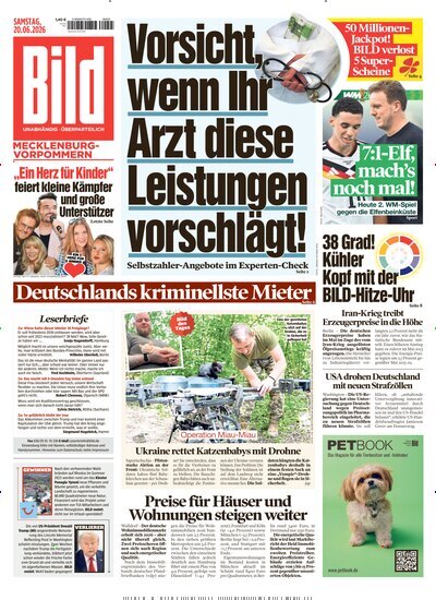 Titelbild der Ausgabe 141/2026 von BILD Mecklenburg-Vorpommern. Diese Zeitschrift und viele weitere Zeitungsabos als Abo oder epaper bei United Kiosk online kaufen.