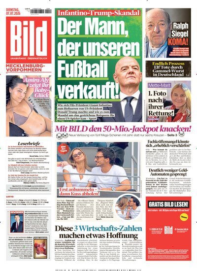 Titelbild der Ausgabe 155/2026 von BILD Mecklenburg-Vorpommern. Diese Zeitschrift und viele weitere Zeitungsabos als Abo oder epaper bei United Kiosk online kaufen.