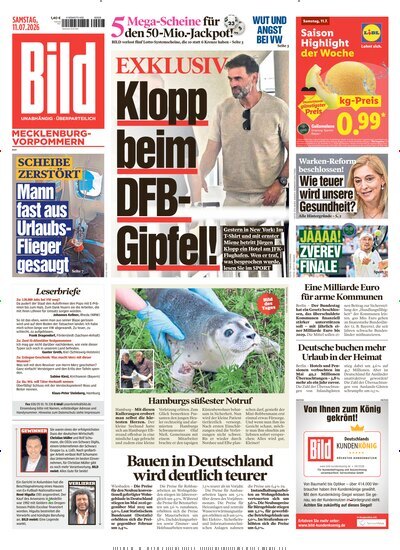 Titelbild der Ausgabe 159/2026 von BILD Mecklenburg-Vorpommern. Diese Zeitschrift und viele weitere Zeitungsabos als Abo oder epaper bei United Kiosk online kaufen.