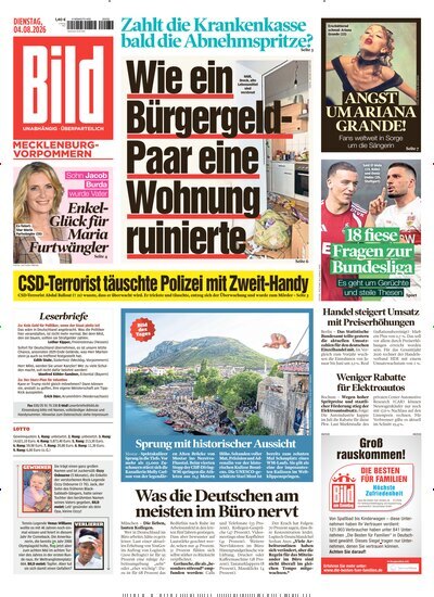 Titelbild der Ausgabe 179/2026 von BILD Mecklenburg-Vorpommern. Diese Zeitschrift und viele weitere Zeitungsabos als Abo oder epaper bei United Kiosk online kaufen.