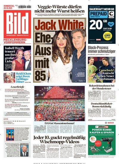Titelbild der Ausgabe 235/2025 von BILD Mecklenburg-Vorpommern. Diese Zeitschrift und viele weitere Zeitungsabos als Abo oder epaper bei United Kiosk online kaufen.
