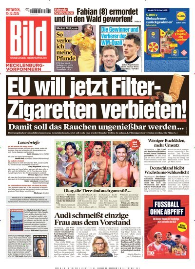 Titelbild der Ausgabe 240/2025 von BILD Mecklenburg-Vorpommern. Diese Zeitschrift und viele weitere Zeitungsabos als Abo oder epaper bei United Kiosk online kaufen.