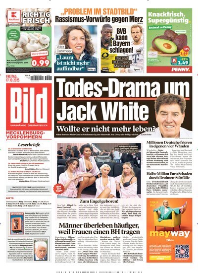 Titelbild der Ausgabe 242/2025 von BILD Mecklenburg-Vorpommern. Diese Zeitschrift und viele weitere Zeitungsabos als Abo oder epaper bei United Kiosk online kaufen.