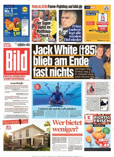 Titelbild der Ausgabe 243/2025 von BILD Mecklenburg-Vorpommern. Diese Zeitschrift und viele weitere Zeitungsabos als Abo oder epaper bei United Kiosk online kaufen.