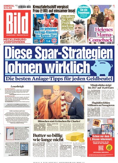 Titelbild der Ausgabe 253/2025 von BILD Mecklenburg-Vorpommern. Diese Zeitschrift und viele weitere Zeitungsabos als Abo oder epaper bei United Kiosk online kaufen.