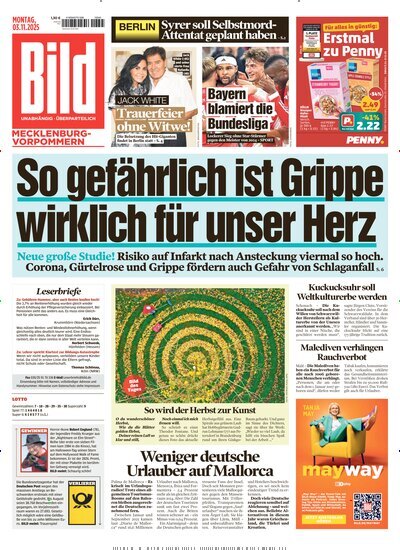 Titelbild der Ausgabe 256/2025 von BILD Mecklenburg-Vorpommern. Diese Zeitschrift und viele weitere Zeitungsabos als Abo oder epaper bei United Kiosk online kaufen.