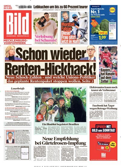 Titelbild der Ausgabe 261/2025 von BILD Mecklenburg-Vorpommern. Diese Zeitschrift und viele weitere Zeitungsabos als Abo oder epaper bei United Kiosk online kaufen.
