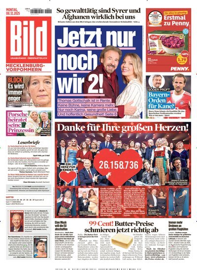 Titelbild der Ausgabe 286/2025 von BILD Mecklenburg-Vorpommern. Diese Zeitschrift und viele weitere Zeitungsabos als Abo oder epaper bei United Kiosk online kaufen.