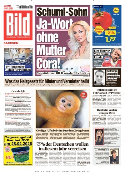 Titelbild der Ausgabe 50/2026 von BILD Sachsen. Diese Zeitschrift und viele weitere Zeitungsabos als Abo oder epaper bei United Kiosk online kaufen.