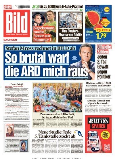 Titelbild der Ausgabe 115/2026 von BILD Sachsen. Diese Zeitschrift und viele weitere Zeitungsabos als Abo oder epaper bei United Kiosk online kaufen.