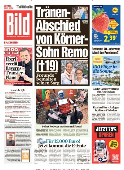 Titelbild der Ausgabe 118/2026 von BILD Sachsen. Diese Zeitschrift und viele weitere Zeitungsabos als Abo oder epaper bei United Kiosk online kaufen.