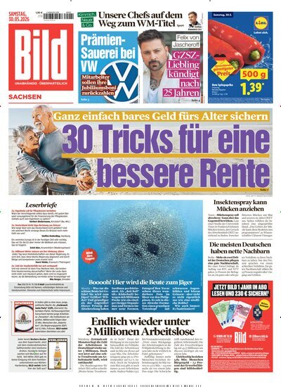 Titelbild der Ausgabe 123/2026 von BILD Sachsen. Diese Zeitschrift und viele weitere Zeitungsabos als Abo oder epaper bei United Kiosk online kaufen.
