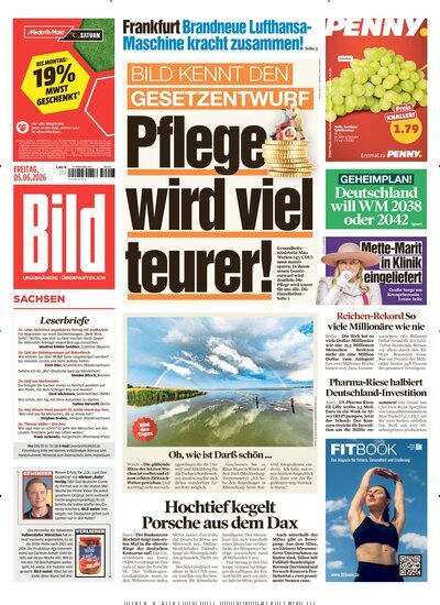 Titelbild der Ausgabe 128/2026 von BILD Sachsen. Diese Zeitschrift und viele weitere Zeitungsabos als Abo oder epaper bei United Kiosk online kaufen.
