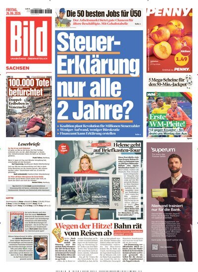 Titelbild der Ausgabe 146/2026 von BILD Sachsen. Diese Zeitschrift und viele weitere Zeitungsabos als Abo oder epaper bei United Kiosk online kaufen.