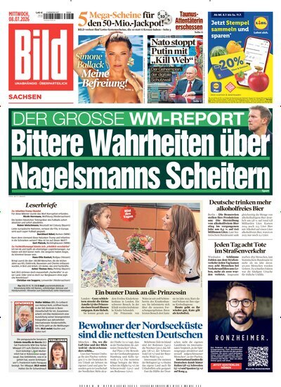Titelbild der Ausgabe 156/2026 von BILD Sachsen. Diese Zeitschrift und viele weitere Zeitungsabos als Abo oder epaper bei United Kiosk online kaufen.