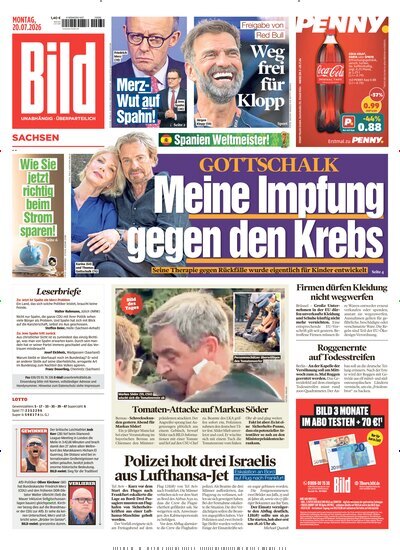 Titelbild der Ausgabe 166/2026 von BILD Sachsen. Diese Zeitschrift und viele weitere Zeitungsabos als Abo oder epaper bei United Kiosk online kaufen.