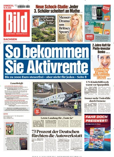 Titelbild der Ausgabe 241/2025 von BILD Sachsen. Diese Zeitschrift und viele weitere Zeitungsabos als Abo oder epaper bei United Kiosk online kaufen.