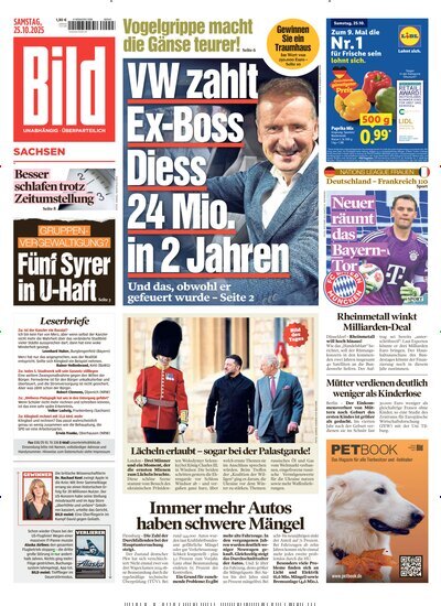 Titelbild der Ausgabe 249/2025 von BILD Sachsen. Diese Zeitschrift und viele weitere Zeitungsabos als Abo oder epaper bei United Kiosk online kaufen.