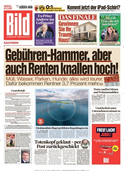 Titelbild der Ausgabe 255/2025 von BILD Sachsen. Diese Zeitschrift und viele weitere Zeitungsabos als Abo oder epaper bei United Kiosk online kaufen.