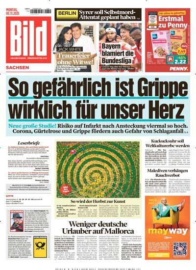 Titelbild der Ausgabe 256/2025 von BILD Sachsen. Diese Zeitschrift und viele weitere Zeitungsabos als Abo oder epaper bei United Kiosk online kaufen.