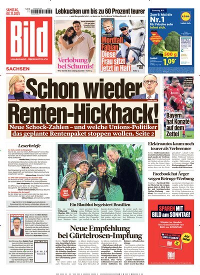 Titelbild der Ausgabe 261/2025 von BILD Sachsen. Diese Zeitschrift und viele weitere Zeitungsabos als Abo oder epaper bei United Kiosk online kaufen.