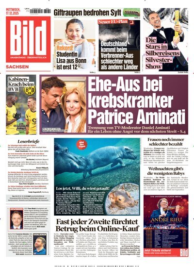 Titelbild der Ausgabe 294/2025 von BILD Sachsen. Diese Zeitschrift und viele weitere Zeitungsabos als Abo oder epaper bei United Kiosk online kaufen.