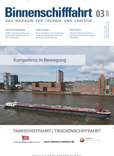 Titelbild der Ausgabe 3/2026 von Binnenschifffahrt. Diese Zeitschrift und viele weitere Logistikmagazine und Medienmagazine als Abo oder epaper bei United Kiosk online kaufen.