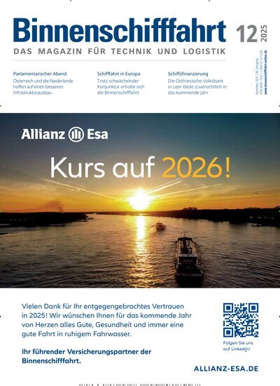 Titelbild der Ausgabe 12/2025 von Binnenschifffahrt. Diese Zeitschrift und viele weitere Logistikmagazine und Medienmagazine als Abo oder epaper bei United Kiosk online kaufen.