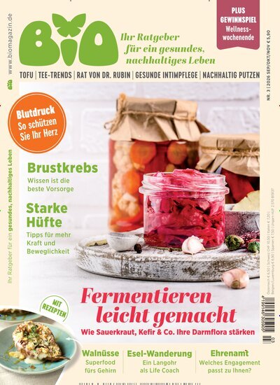 Titelbild der Ausgabe 3/2026 von BIO - Ihr nachhaltiger Ratgeber für Gesundheit & Ernährung. Diese Zeitschrift und viele weitere Elternzeitschriften und Tierzeitschriften als Abo oder epaper bei United Kiosk online kaufen.