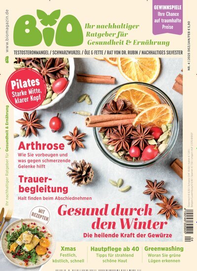 Titelbild der Ausgabe 4/2025 von BIO - Ihr nachhaltiger Ratgeber für Gesundheit & Ernährung. Diese Zeitschrift und viele weitere Elternzeitschriften und Tierzeitschriften als Abo oder epaper bei United Kiosk online kaufen.