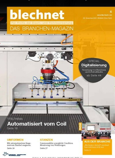 Titelbild der Ausgabe 6/2021 von blechnet. Diese Zeitschrift und viele weitere Industriemagazine und Handwerkmagazine als Abo oder epaper bei United Kiosk online kaufen.