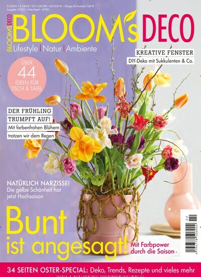 Titelbild der Ausgabe 2/2023 von Blooms Deco. Diese Zeitschrift und viele weitere Gartenzeitschriften und Wohnzeitschriften als Abo oder epaper bei United Kiosk online kaufen.