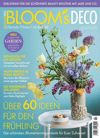 Titelbild der Ausgabe 2/2026 von Blooms Deco. Diese Zeitschrift und viele weitere Gartenzeitschriften und Wohnzeitschriften als Abo oder epaper bei United Kiosk online kaufen.