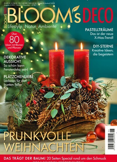 Titelbild der Ausgabe 6/2023 von Blooms Deco. Diese Zeitschrift und viele weitere Gartenzeitschriften und Wohnzeitschriften als Abo oder epaper bei United Kiosk online kaufen.