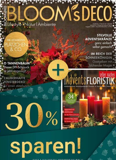 Titelbild der Ausgabe 1/2025 von Blooms Deco Weihnachten Zeitschriften Bundle. Diese Zeitschrift und viele weitere Gartenzeitschriften und Wohnzeitschriften als Abo oder epaper bei United Kiosk online kaufen.