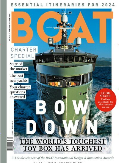 Titelbild der Ausgabe 4/2024 von Boat International. Diese Zeitschrift und viele weitere Sportmagazine als Abo oder epaper bei United Kiosk online kaufen.